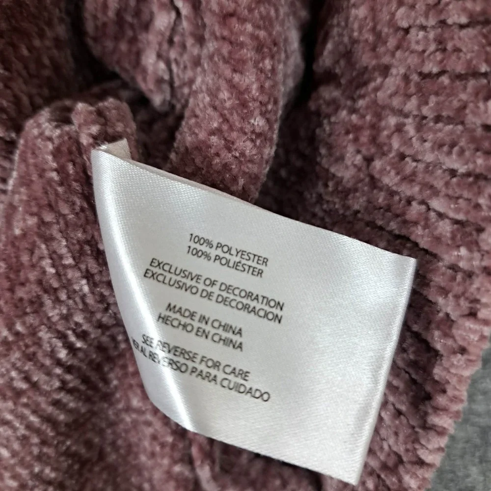 Orvis Chenille Cable Knit Sweater‎ Womens Size Large Mauve Pink Velour Crewneck